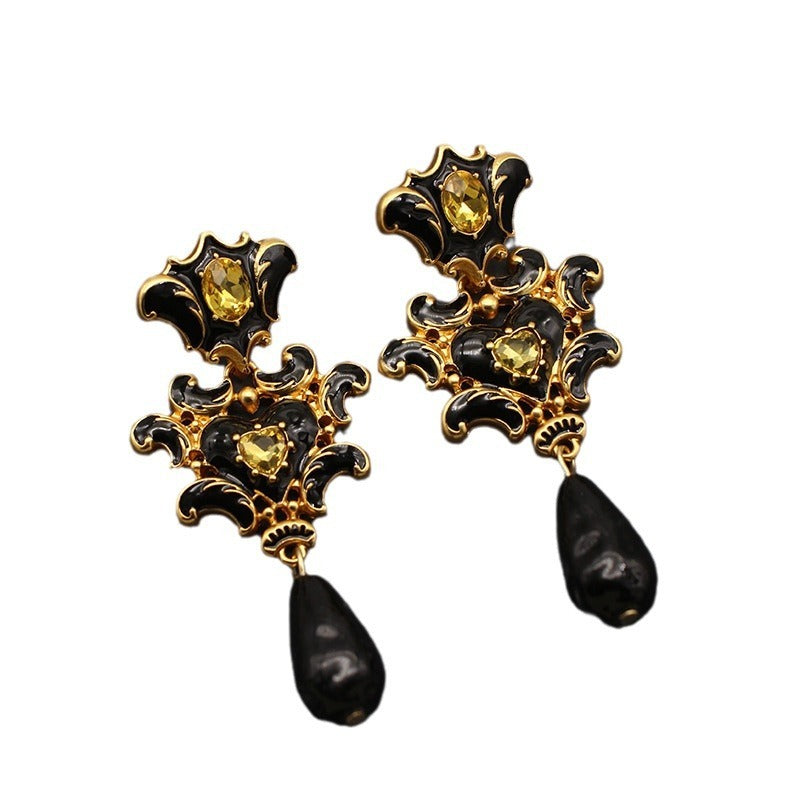 Pre Order:  Black + Gold Palace Drop Earrings