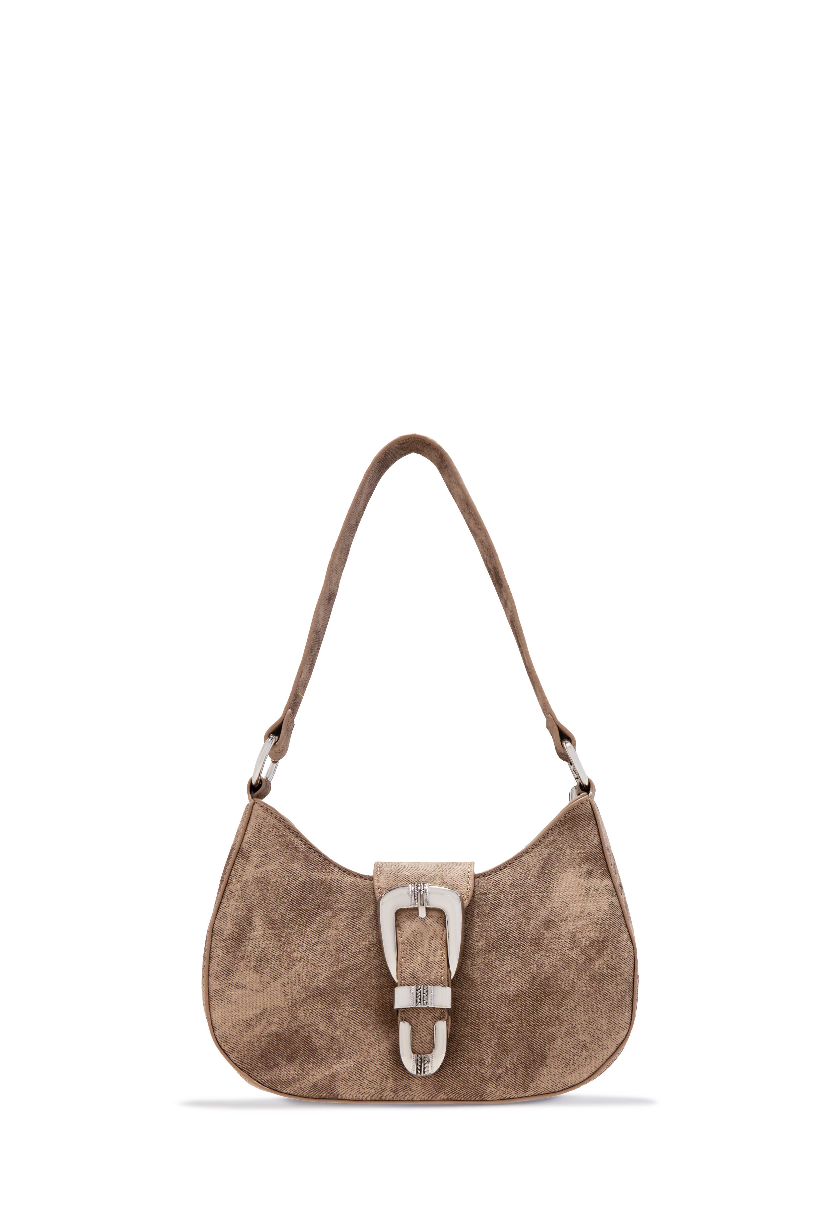 Brynn Buckle Strap Shoulder Bag - Nude
