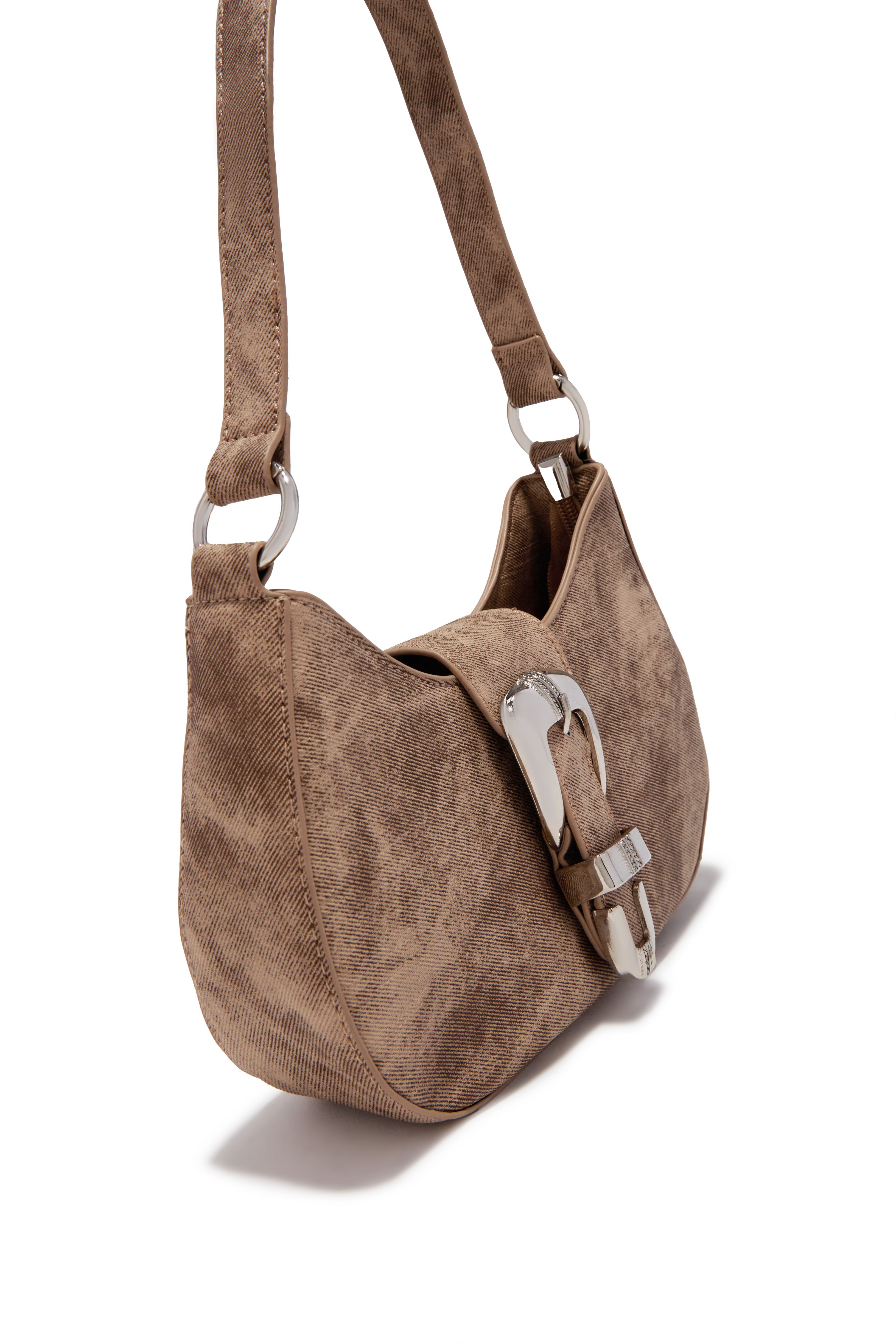Brynn Buckle Strap Shoulder Bag - Nude